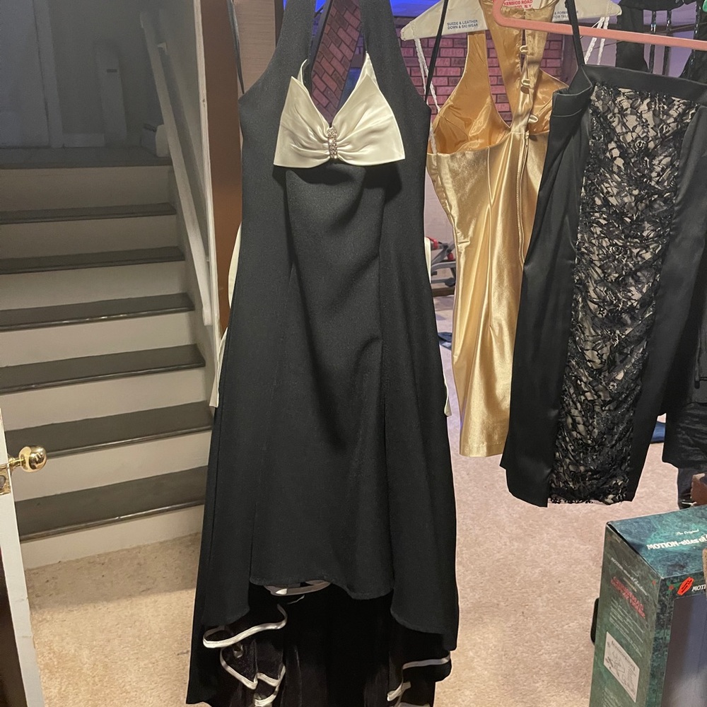 Black halter style cocktail dress